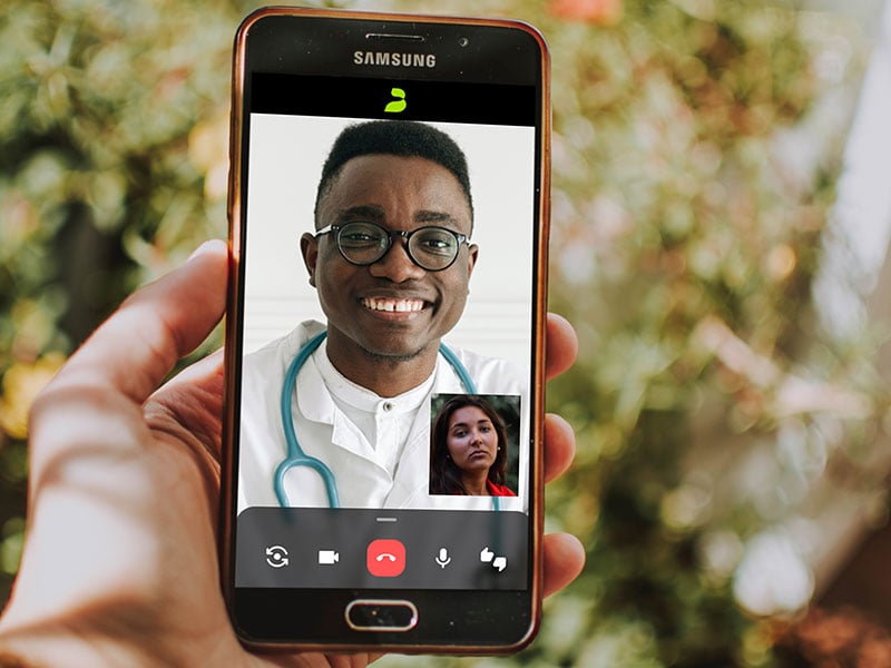 Doctor and patient having a video appointment.